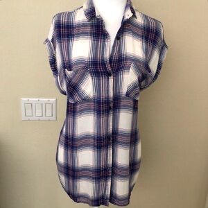 Rails Navy and White Plaid Button-Down Shirt